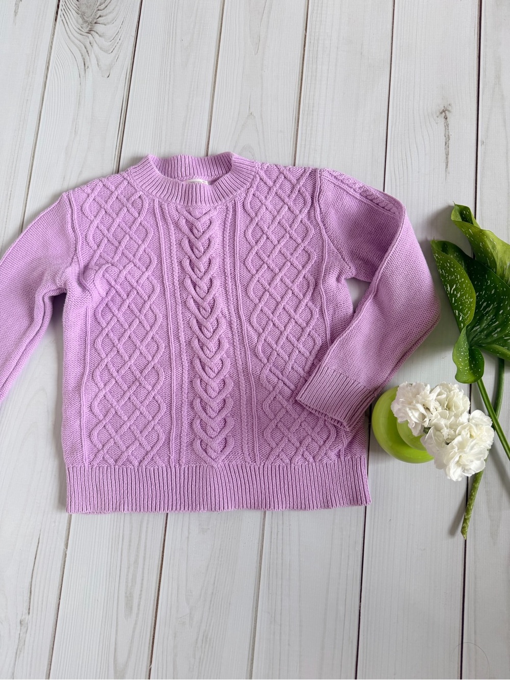 Crewcuts Cotton Lilac Cable Knit Sweater Size 12 girl